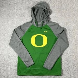 Nike Green and Gray Hoodie with Yellow Logo